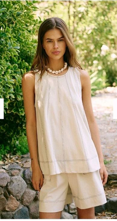 Free People Other - Free People Beach Strada Cotton Beige Two Piece Top Shorts Set XS
